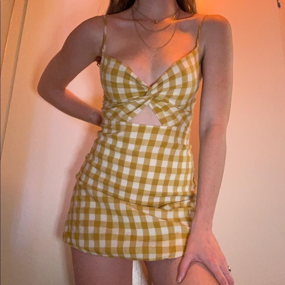 Yellow and white checkered dress from Wild Honey